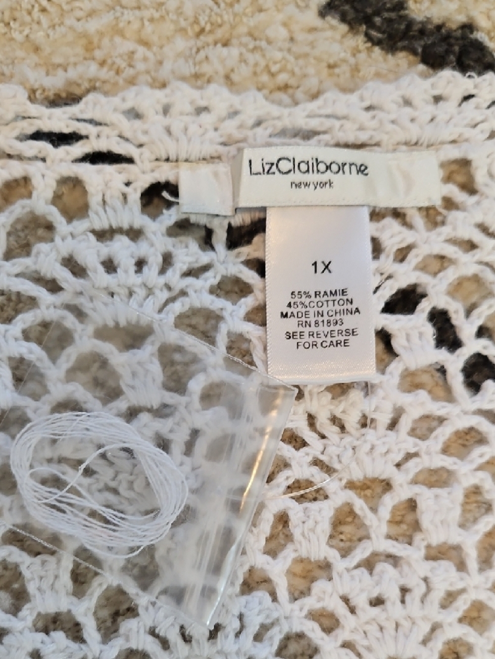 Liz Claiborne White Open Crochet Cardigan - Picture 2 of 4